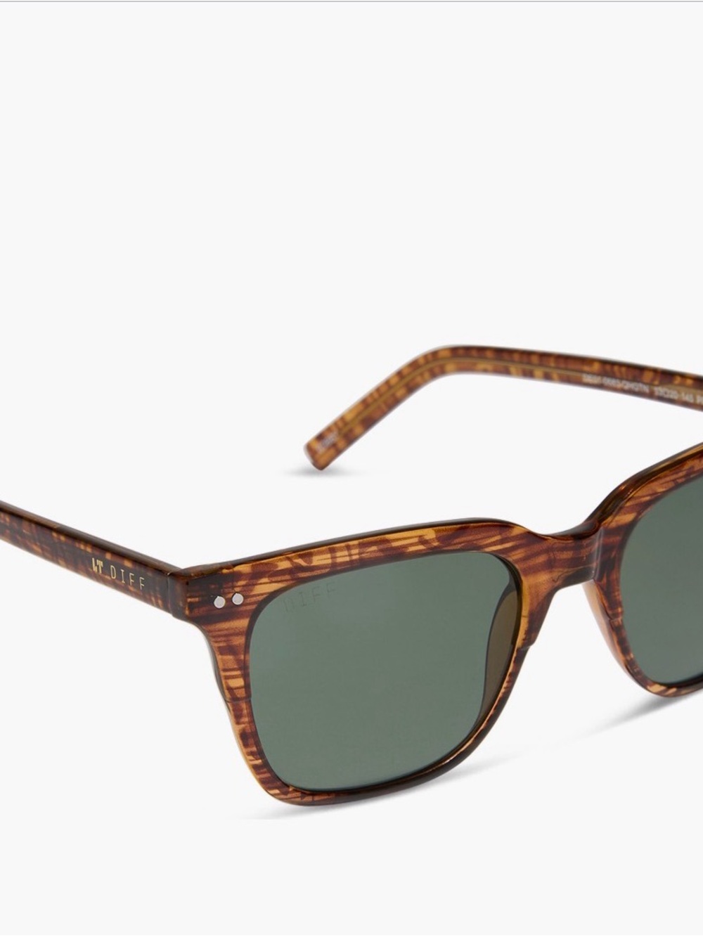 Diff Eyewear Marco square golden horn Frame with Green Lenses Sunglasses NEW